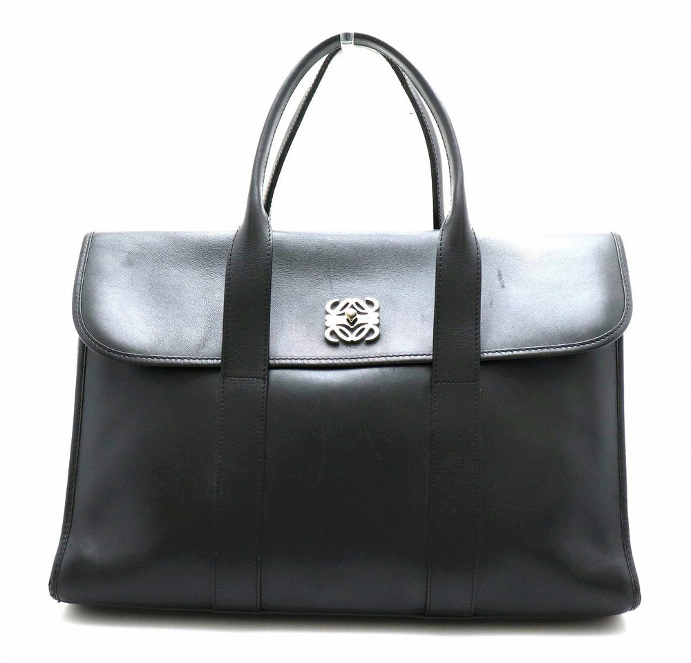 Loewe Alamo Anagram Handbag Tote Bag Leather Black